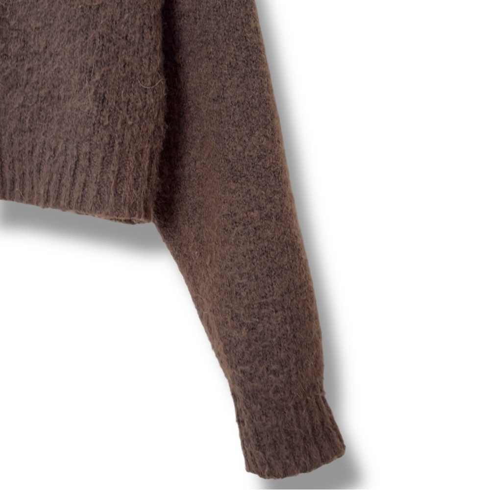 ZARA | EUC Wool Blend Soft Brown Cropped Turtleneck Sweater (size S) - Picture 9 of 12
